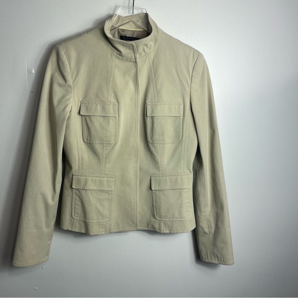 Elie Tahari snap front khaki jacket size 10